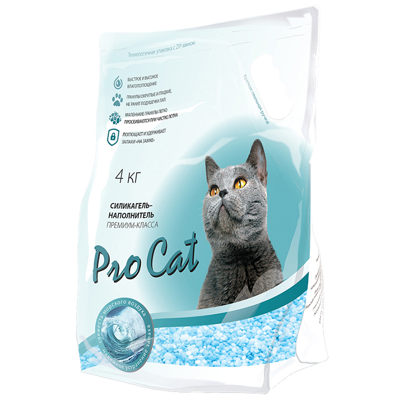 Наполнитель для кошачьего туалета Pro Cat силикагель премиум микс 4кг