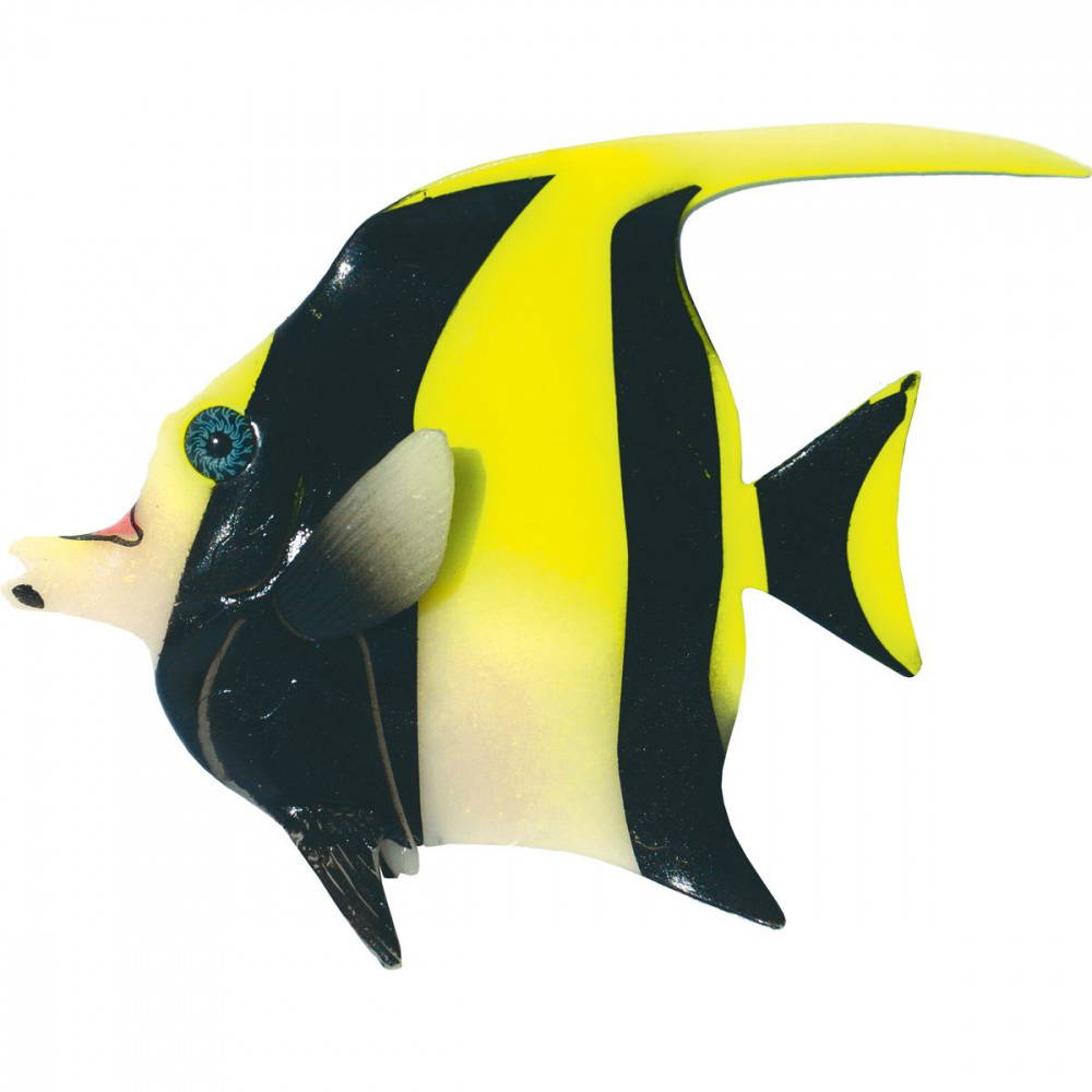 Декор для аквариумов JELLYFISH Мавританская Рыбка светящаяся желтый 16х13х2,2см