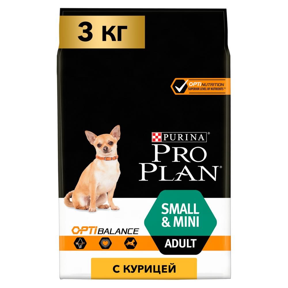 Корм для собак Pro Plan Optibalance adult для мелких и карликовых пород, с курицей сух. 3кг