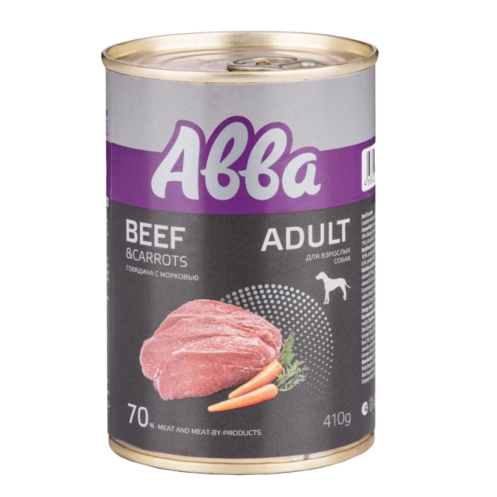 Aвва Adult Консервы для собак всех пород, с говядиной и морковью, 400 гр.