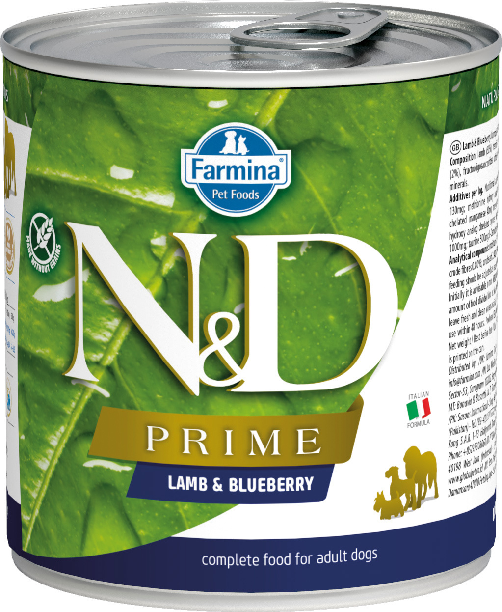 FARMINA FARMINA беззерновые консервы для собак всех пород Prime ягнёнок с черникой (285 г)