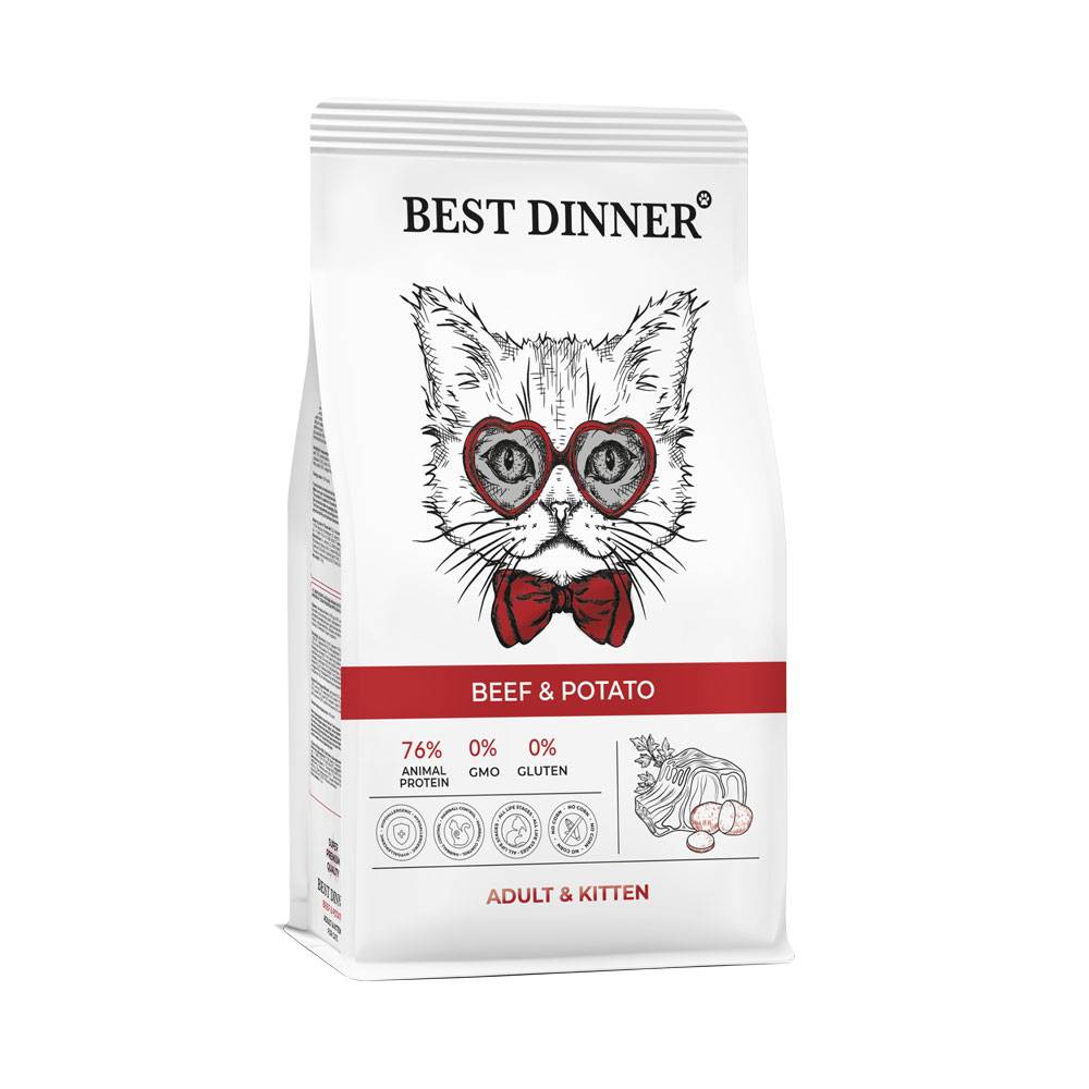 Корм для котят и кошек Best Dinner Говядина с картофелем сух. 400г