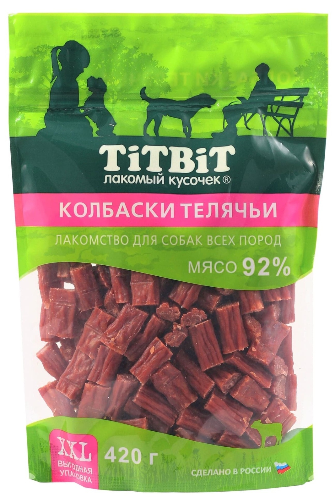 TiTBiT TiTBiT колбаски телячьи для собак всех пород, выгодная упаковка XXL (420 г)
