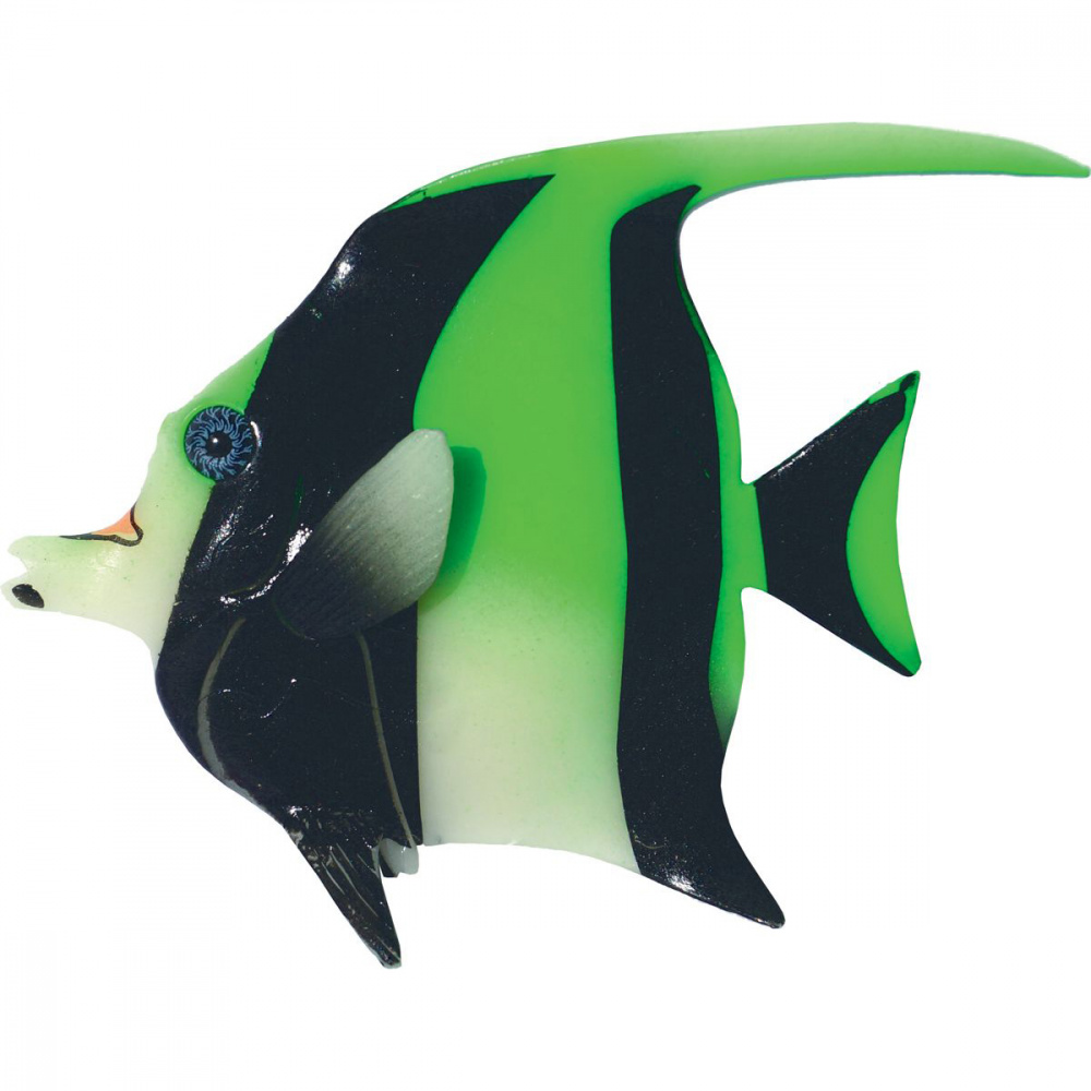 Декор для аквариумов JELLYFISH Мавританская Рыбка светящаяся зеленый 16х13х2,2см