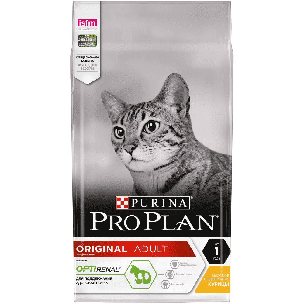 Корм для кошек Pro Plan Original для поддержания здоровья почек, с курицей сух. 1,5кг