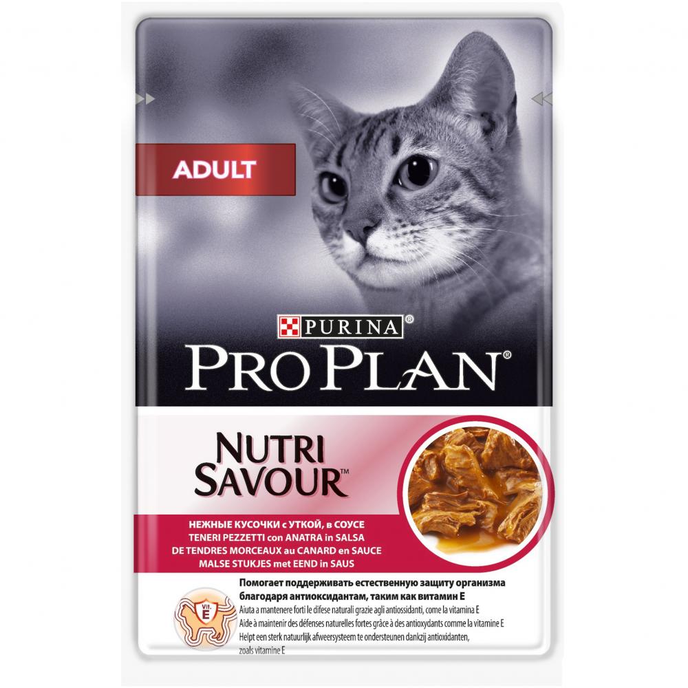 Корм для кошек Pro Plan Adult, с уткой в соусе пауч 85г
