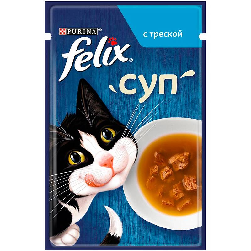 Корм для кошек FELIX Soup GiG Суп с треской пауч 48г