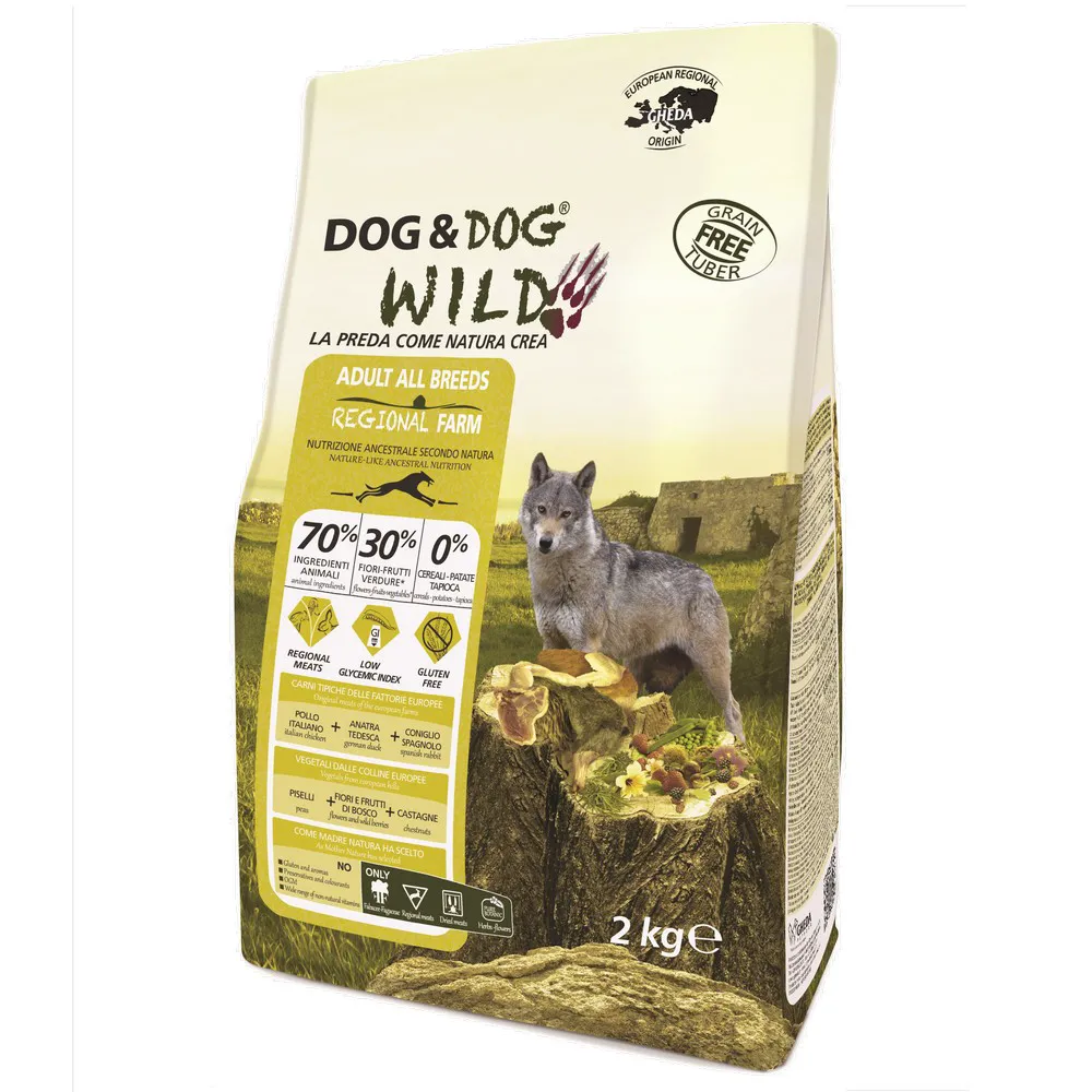 Dog & Dog Wild Regional Farm Сухой корм для собак, с курицей, уткой и  кроликом, 2 кг