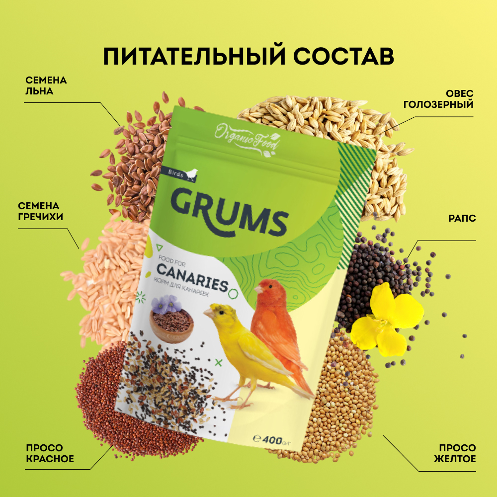 🐾 Купить GRUMS Корм для канареек, 400 гр. 4680368316270, цена 209 ₽ в  магазине или с доставкой на дом в городе Москва | Fraulen