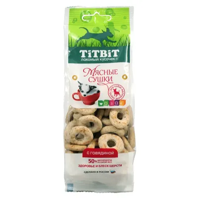 TiTBiT Лакомство Мясные сушки с говядиной для собак, 100 гр.