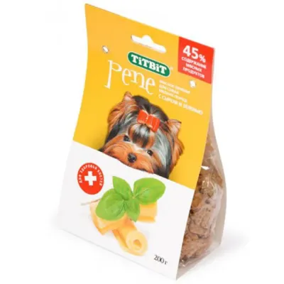 TiTBiT Лакомство Печенье Пене с сыром и зеленью для собак, 200 гр.