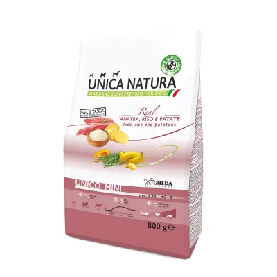 UNICA Natura Mini Сухой корм для собак мелких пород, с уткой, рисом и картофелем, 800 гр.