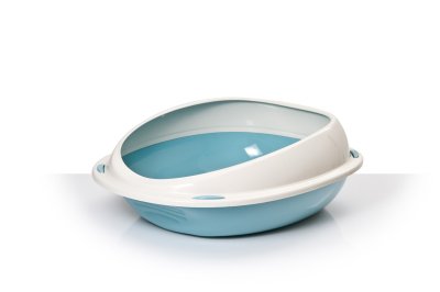 Georplast Туалет для кошек с бортиком Шаттл, 57х40х19 см, голубой