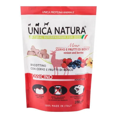 UNICA Natura Лакомство Печенье с мясом оленя и ягодами для собак, 300 гр.