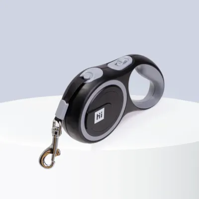 HiPet Рулетка для собак, S, до 15 кг, ремень 3 м, черно-белый