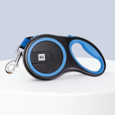 HiPet Рулетка для собак, L, до 50 кг, ремень 5 м, черно-голубой