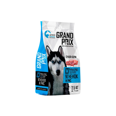 Grand Prix Medium Adult Сухой корм для взрослых собак средних пород, с ягненком, 2,5 кг