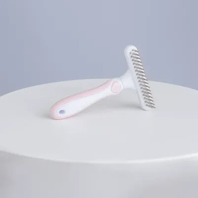 HiPet Расческа-грабли для кошек и собак с густой шерстью, 16х11х3,5 см, розовый