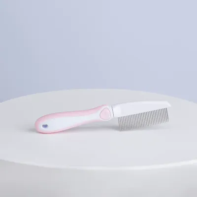 HiPet Расческа для кошек и собак с частыми зубьями, 21 см, розовый