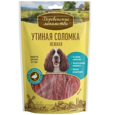 Деревенские лакомств Лакомство Соломка утиная для собак, 90 гр.