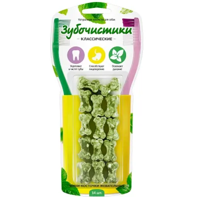 Деревенские лакомств Лакомство Зубочистики Мини-косточки жевательные для собак, 14 шт., 60 гр.