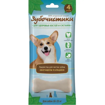 Деревенские лакомств Лакомство Зубочистики Косточки кальциевые для собак средних пород, 4 шт., 90 гр.
