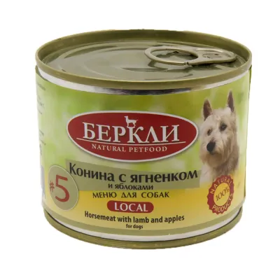 Berkley Влажный корм (консервы) для собак, с кониной, ягненком и яблоками, 200 гр.