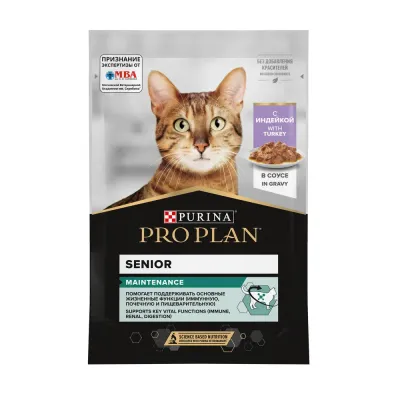 ProPlan MAINTENANCE Влажный корм (пауч) для взрослых кошек старше 7 лет, с индейкой в соусе, 85 гр.
