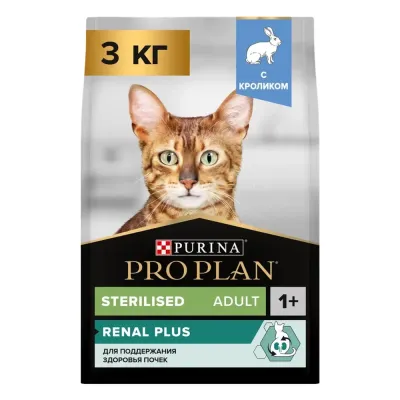 ProPlan Sterilised Adult Renal Plus Сухой корм для взрослых стерилизованных кошек, с кроликом, 3 кг