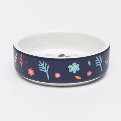 Petmax Миска керамическая для грызунов Кролик, 8,5х3 см, бело-синяя