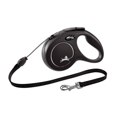 Flexi Рулетка для собак New Classic, M, до 20 кг, трос 5 м, черный