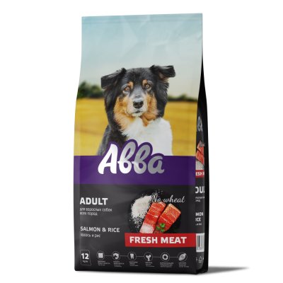 АВВА Fresh Meat Сухой корм для взрослых собак всех пород, с лососем и рисом, 12 кг