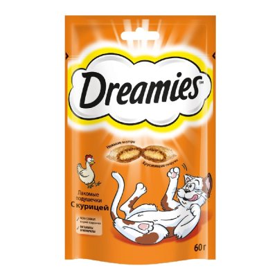 Dreamies Лакомство Подушечки с курицей для кошек, 60 гр.