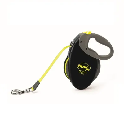 Flexi Рулетка со светоотражающим ремнем для собак Giant, L, до 50 кг, ремень 8 м, черный