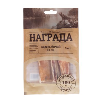 Награда Лакомство Корень бычий резаный для собак, 10 см, 3 шт.