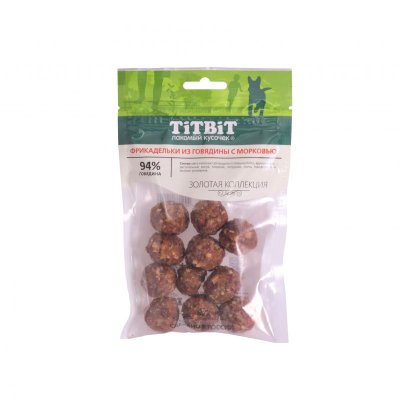 Лакомство для собак TITBIT Фрикадельки из говядины с морковью Золотая коллекция 70г
