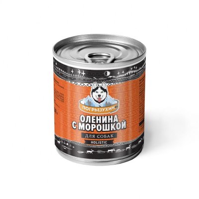 Корм для собак ПОГРЫЗУХИН Оленина с морошкой банка 338г