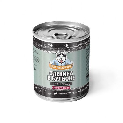 Корм для собак ПОГРЫЗУХИН Оленина в бульоне банка 338г