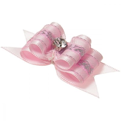 Бантик V.I.PET Ностальжи (пара) нежно-розовый, тройной объёмный 5х2см