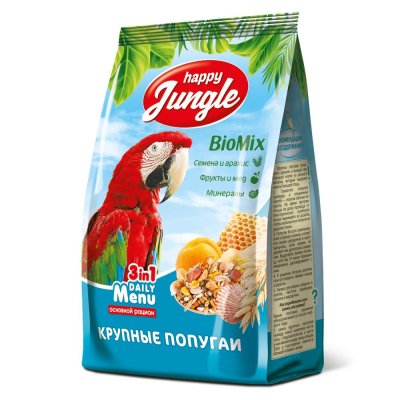 Корм для крупных попугаев HAPPY JUNGLE 500г