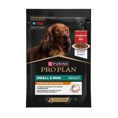 Корм для собак Pro Plan Everyday Nutrition для мелких пород, с говядиной в соусе пауч 85г