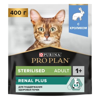 Корм для кошек Pro Plan Sterilised Renal Plus для стерилизованных, с кроликом сух. 400г