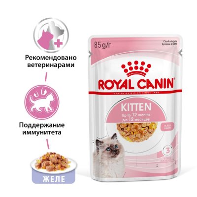 Корм для котят ROYAL CANIN в период второй фазы роста, мясо в желе пауч 85г