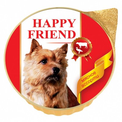Корм для собак HAPPY FRIEND Паштет мясное ассорти банка 125г