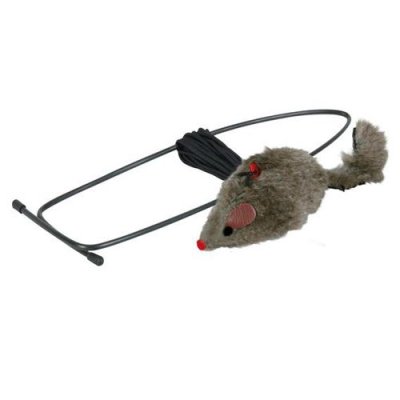 Игрушка для кошек TRIXIE Мышь на резинке, крепящаяся на дверной проем, 8см
