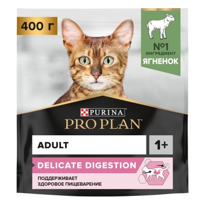 Корм для кошек Pro Plan Delicate Digestion с чувствительным пищеварением, с ягненком сух. 400г