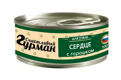 Корм для собак СЧАСТЛИВЫЙ ГУРМАН Мясное ассорти с сердцем и горошком банка 100г