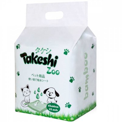 Пеленки для домашних животных TAKESHI ZOO впитывающие бамбуковые 45х60см 25шт