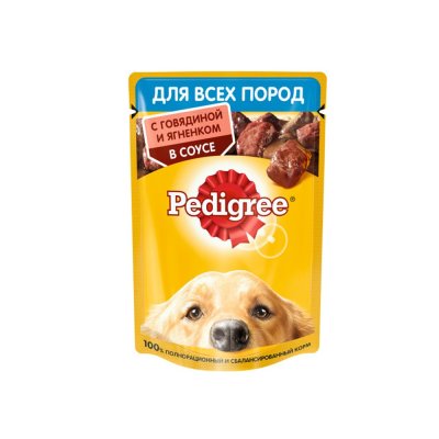 Корм для собак Pedigree Говядина, ягненок пауч 85г