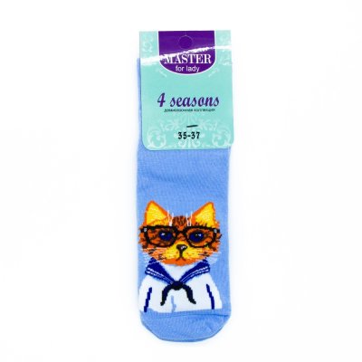 Носки MASTER SOCKS Кот в матроске сиреневый женские р.25